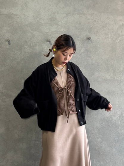 ワイドスリーブウーリーショートブルゾン／CYAN tokyo