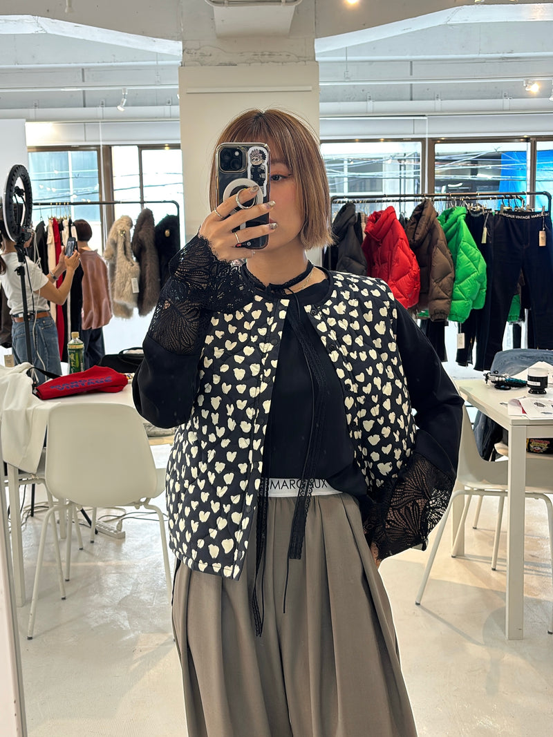 受付終了【予約⚡︎販売】ハート柄パディングベスト／MG JK-26086-A／MARGAUX VINTAGE／2026 AW＃1