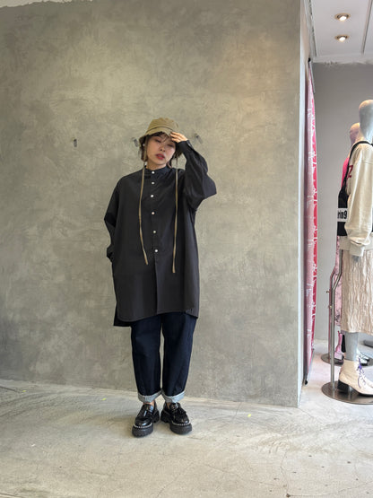 ノーカラーロングシャツ／VENT BLANC