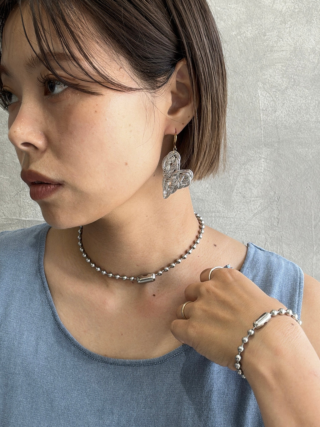 ５ミリボールチェーンチョーカー＆ブレスレットセット【ステンレス】／the Nines basic