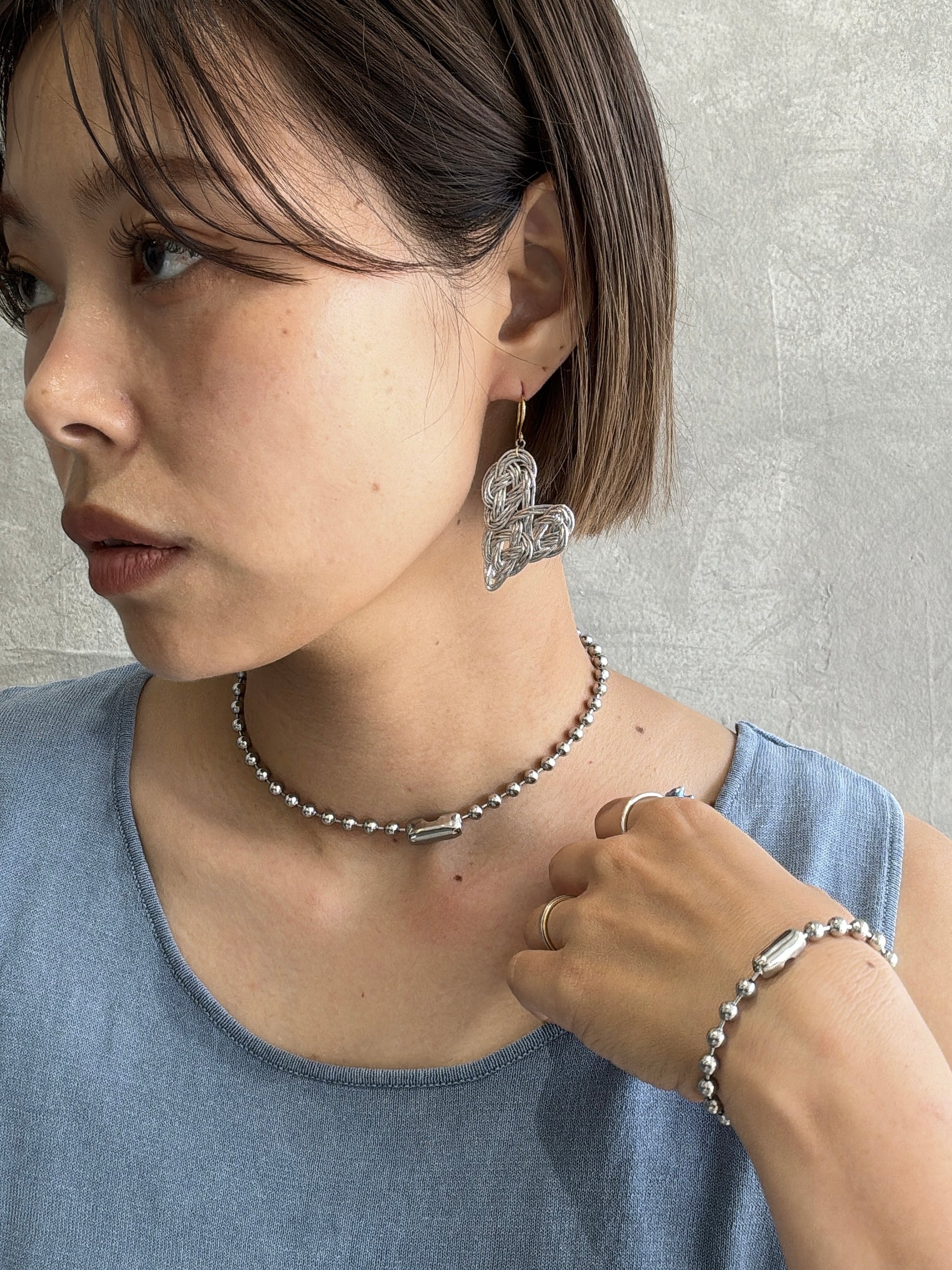 ５ミリボールチェーンチョーカー＆ブレスレットセット【ステンレス】／the Nines basic