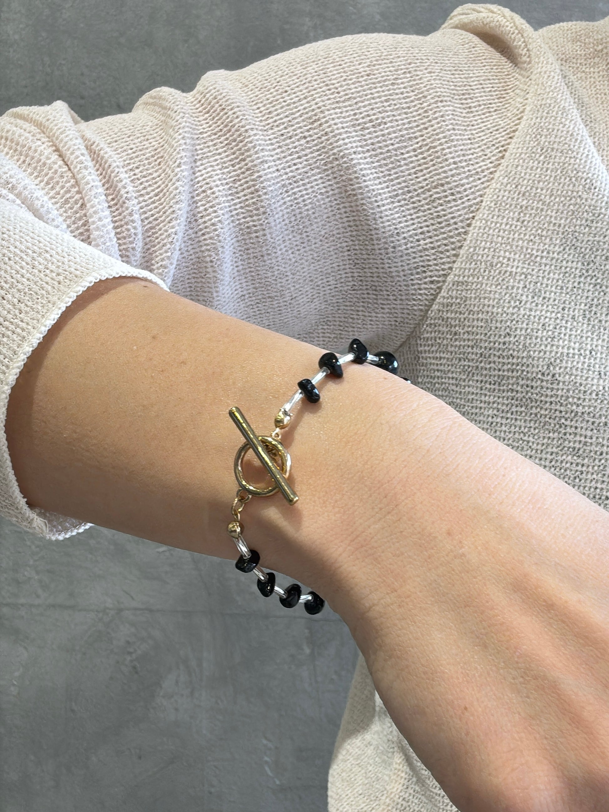 【予約販売】ブラックビーズmixブレスレット