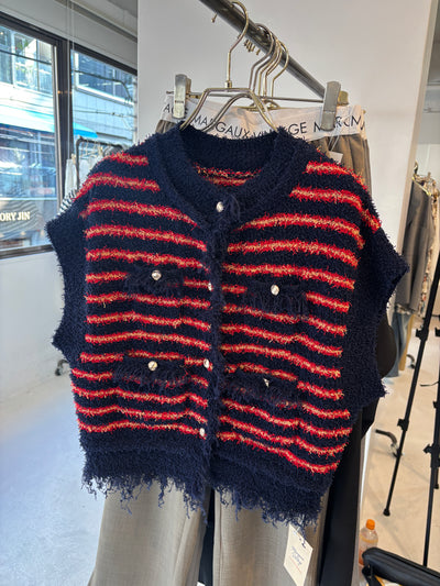 【予約⚡︎販売】ボーダーシャネルニットベスト／MG KN - 27021 - S／MARGAUX VINTAGE／2027 PRE SPRING COLLECTION