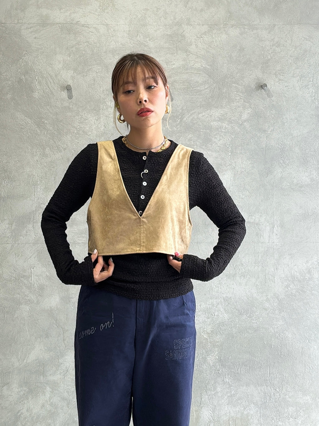 ヘンリーネックカットソー／8611002／LE MÉLANGE