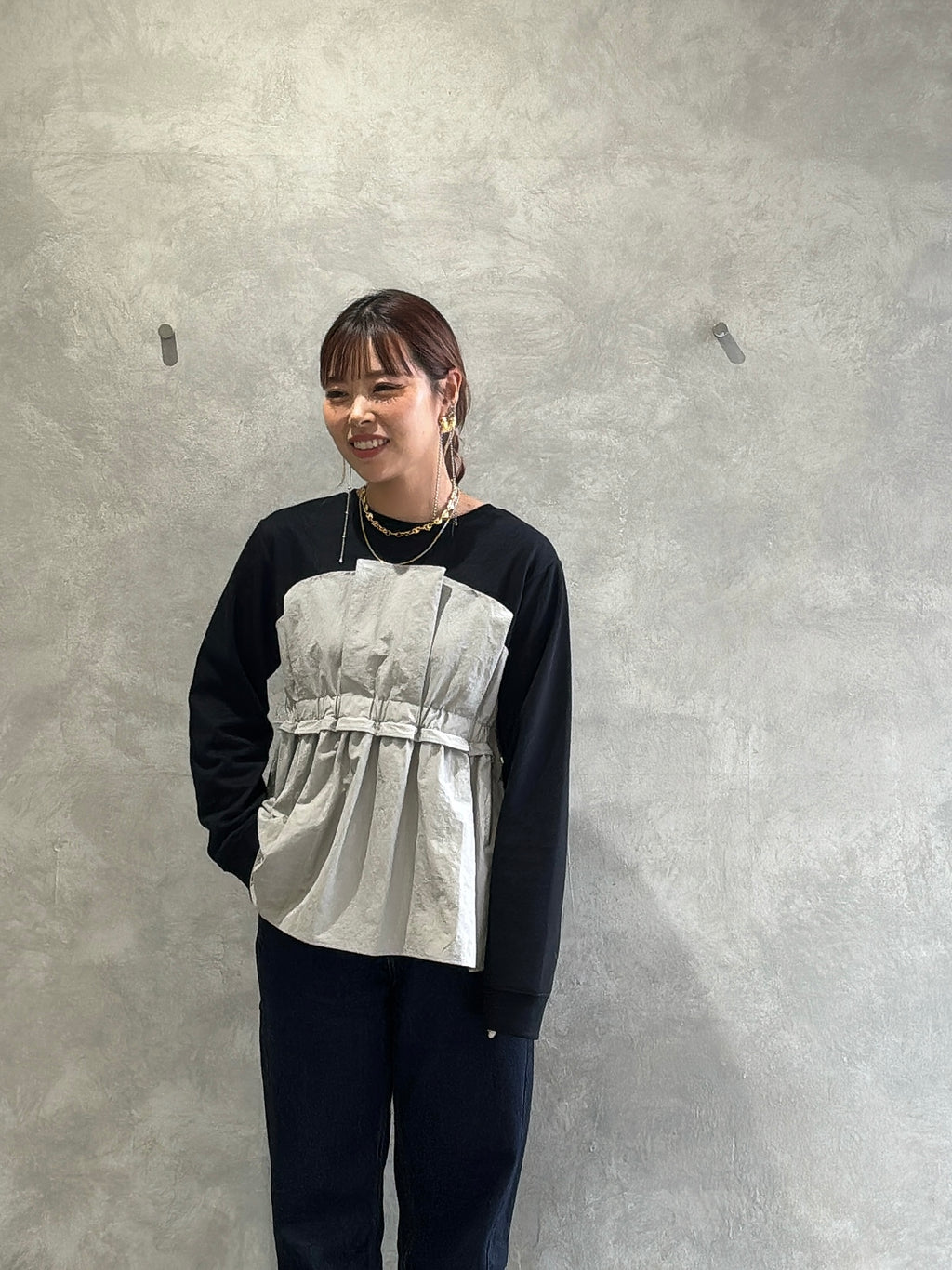 フリル切替スウェット