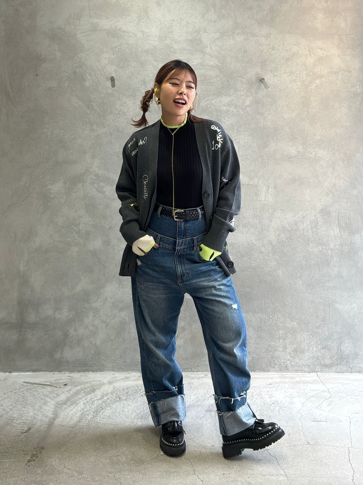 【再入荷】3カラー配色リブニット／LHELBIE