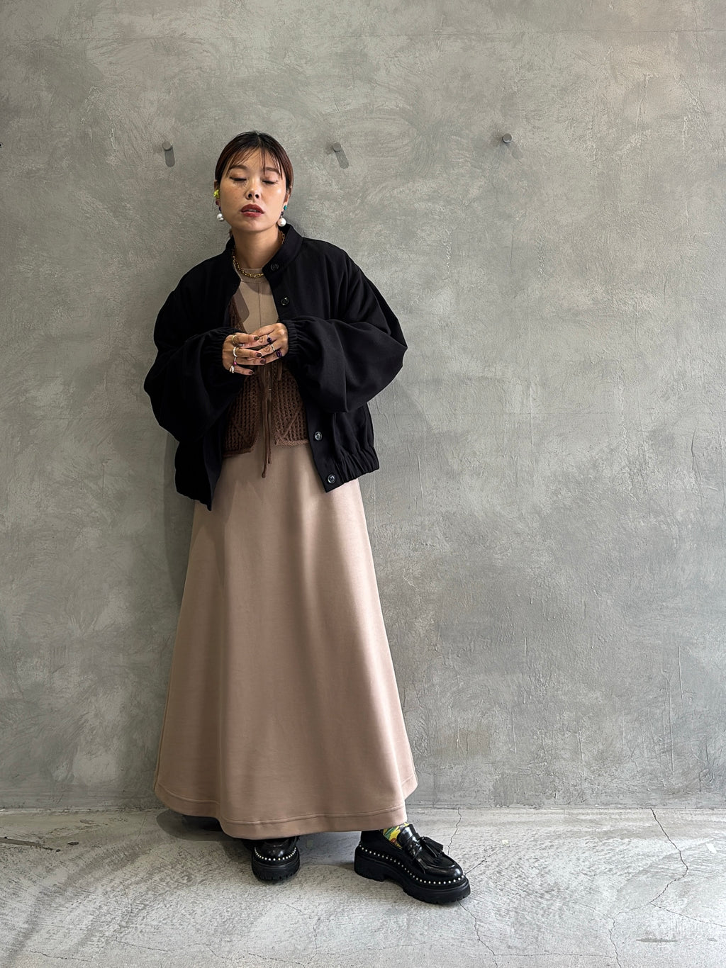 ワイドスリーブウーリーショートブルゾン／CYAN tokyo