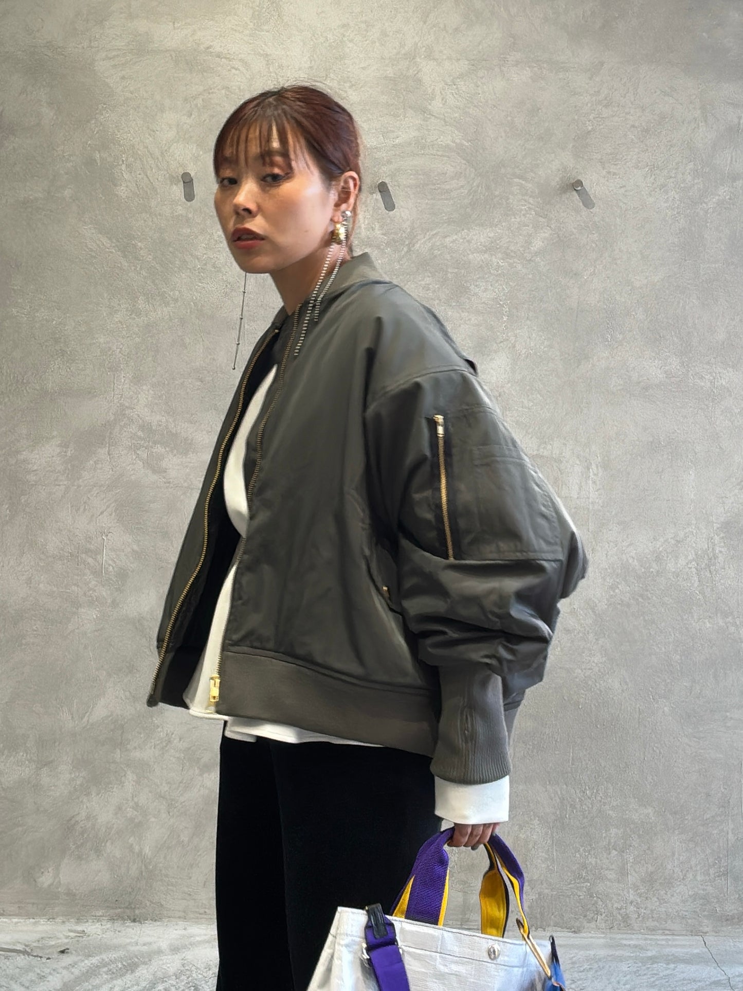 ナイロンツイルポンチョライクMA-1／trois