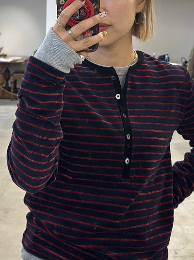 受付終了【予約⚡︎販売】2WAYコーデュロイボーダーヘンリーネックロンT／8651002／LE MÉLANGE／2026 AW #2
