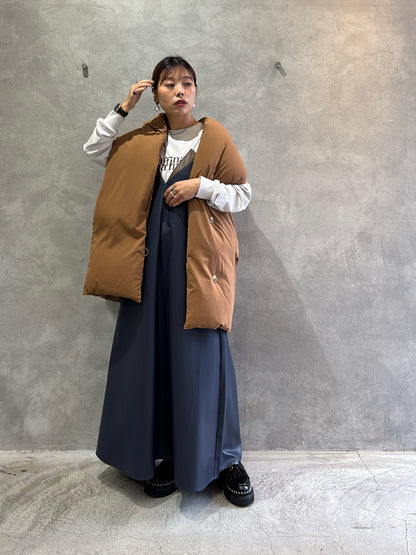 【再入荷】バイカラーフェイクレザージャンパースカート／LHELBIE