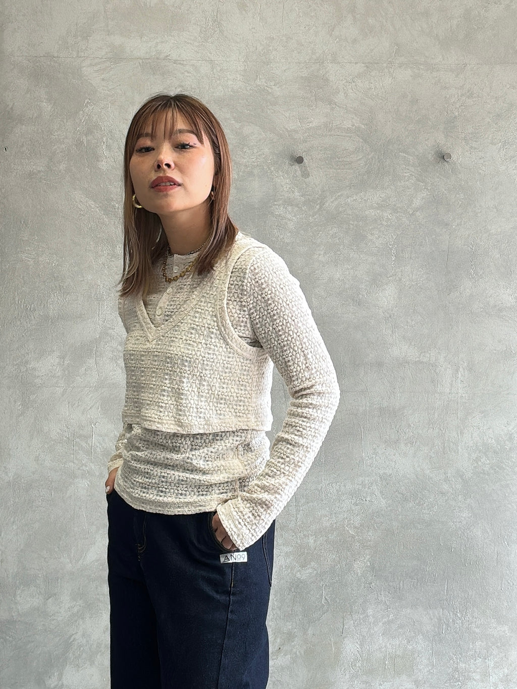 ヘンリーネックカットソー／8611002／LE MÉLANGE