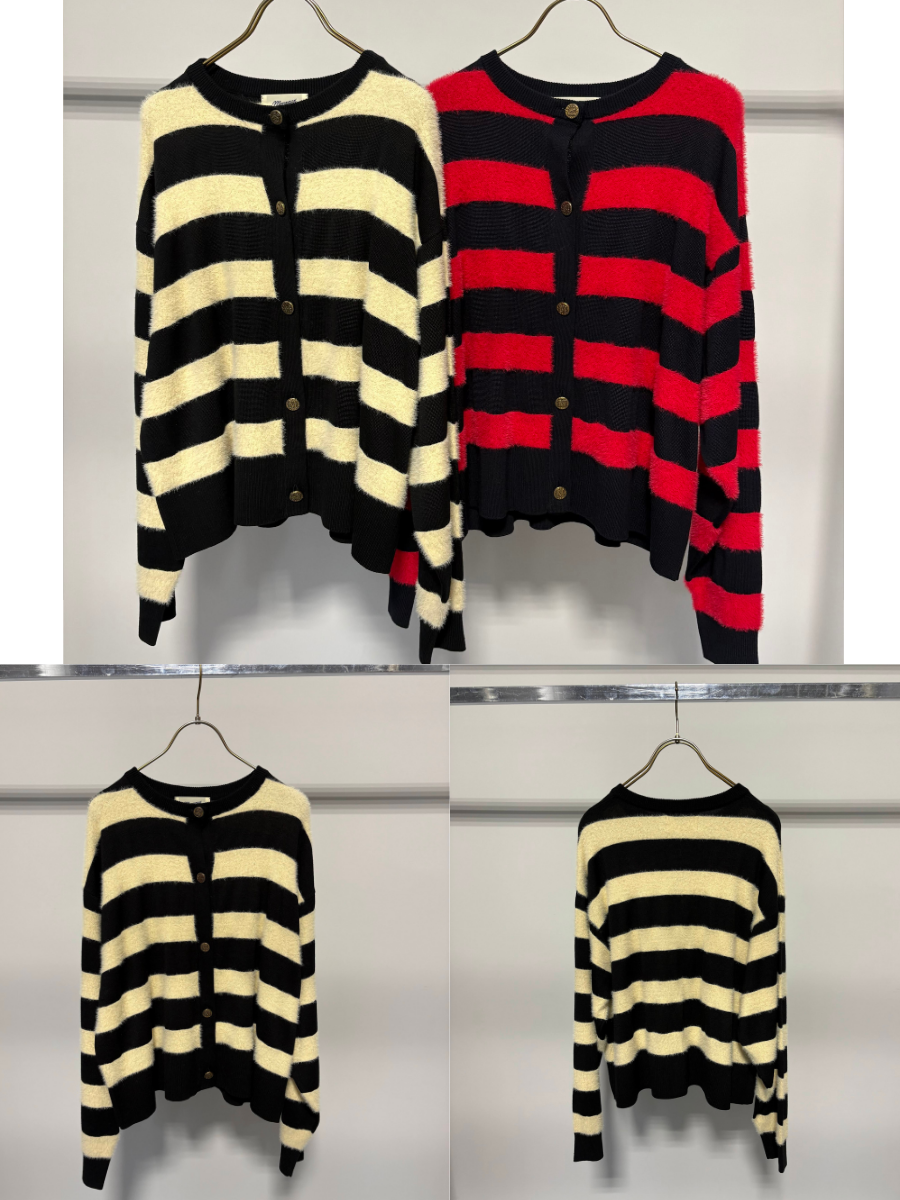 【予約⚡︎販売】異素材ボーダークルーカーディガン／MG KN-26121-A／MARGAUX VINTAGE／2026 AW＃2
