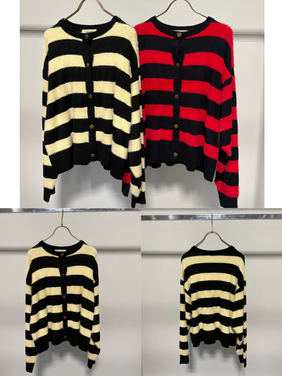 【予約⚡︎販売】異素材ボーダークルーカーディガン／MG KN-26121-A／MARGAUX VINTAGE／2026 AW＃2