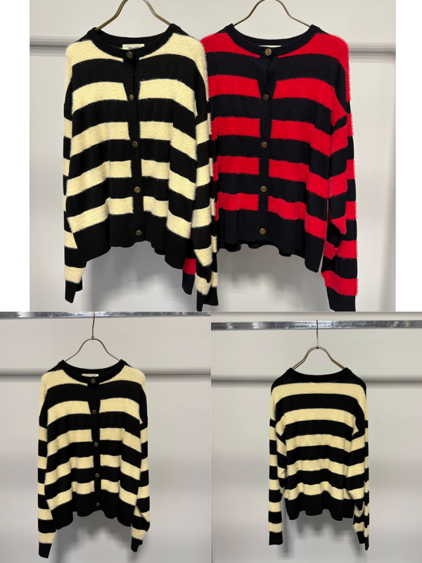 【予約⚡︎販売】異素材ボーダークルーカーディガン／MG KN-26121-A／MARGAUX VINTAGE／2026 AW＃2