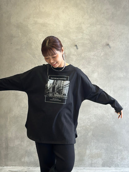 2way（ビル＆ロゴ）プリントカットソー／Dignite collier