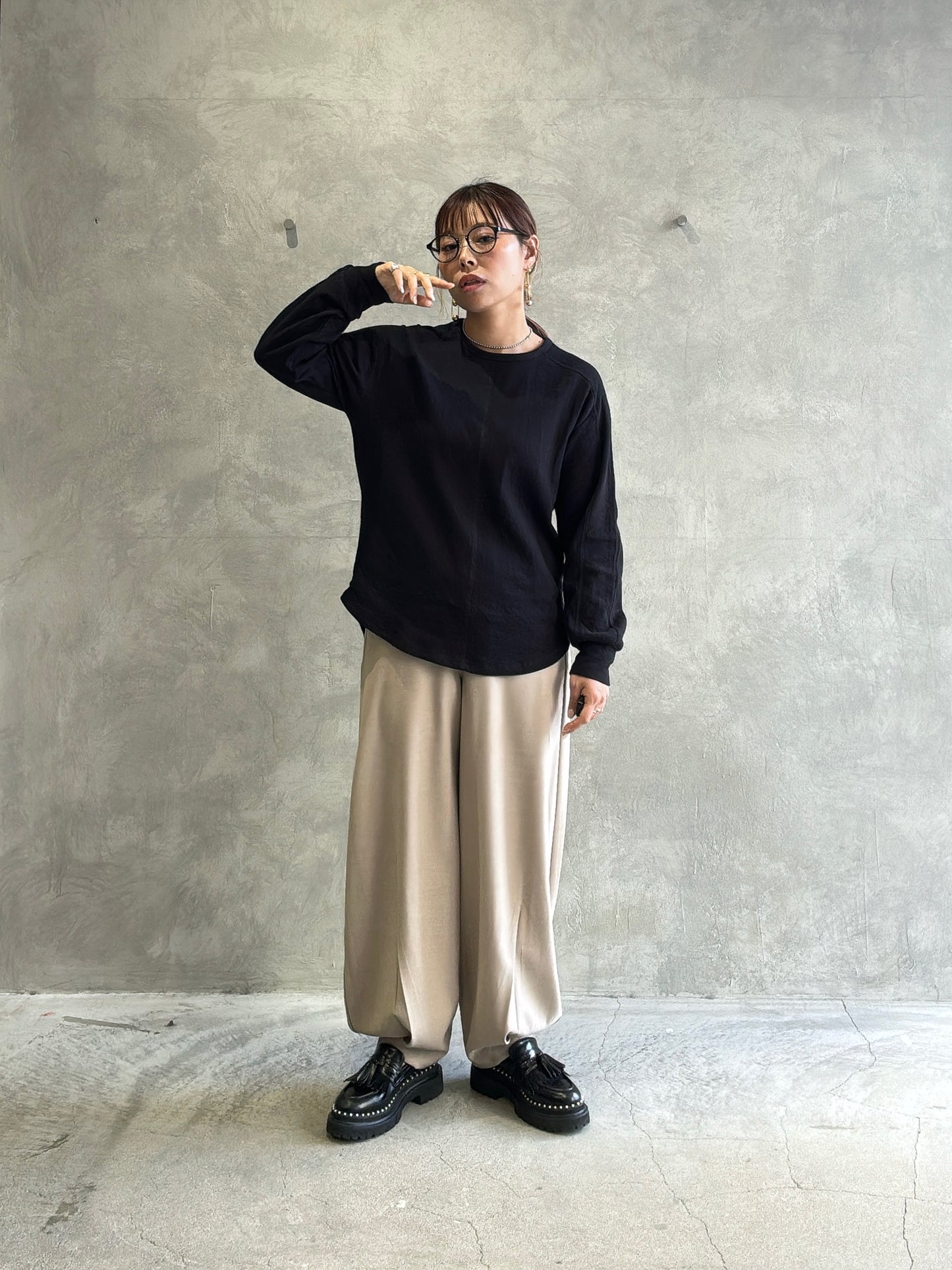 異素材ミックスカットソー／Dignite collier