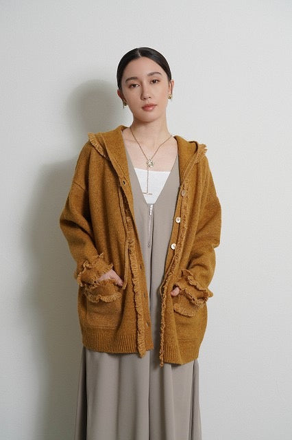 【予約⚡︎販売】トリムフリンジニットフーディ／604508／CYAN tokyo／2026 AW#1