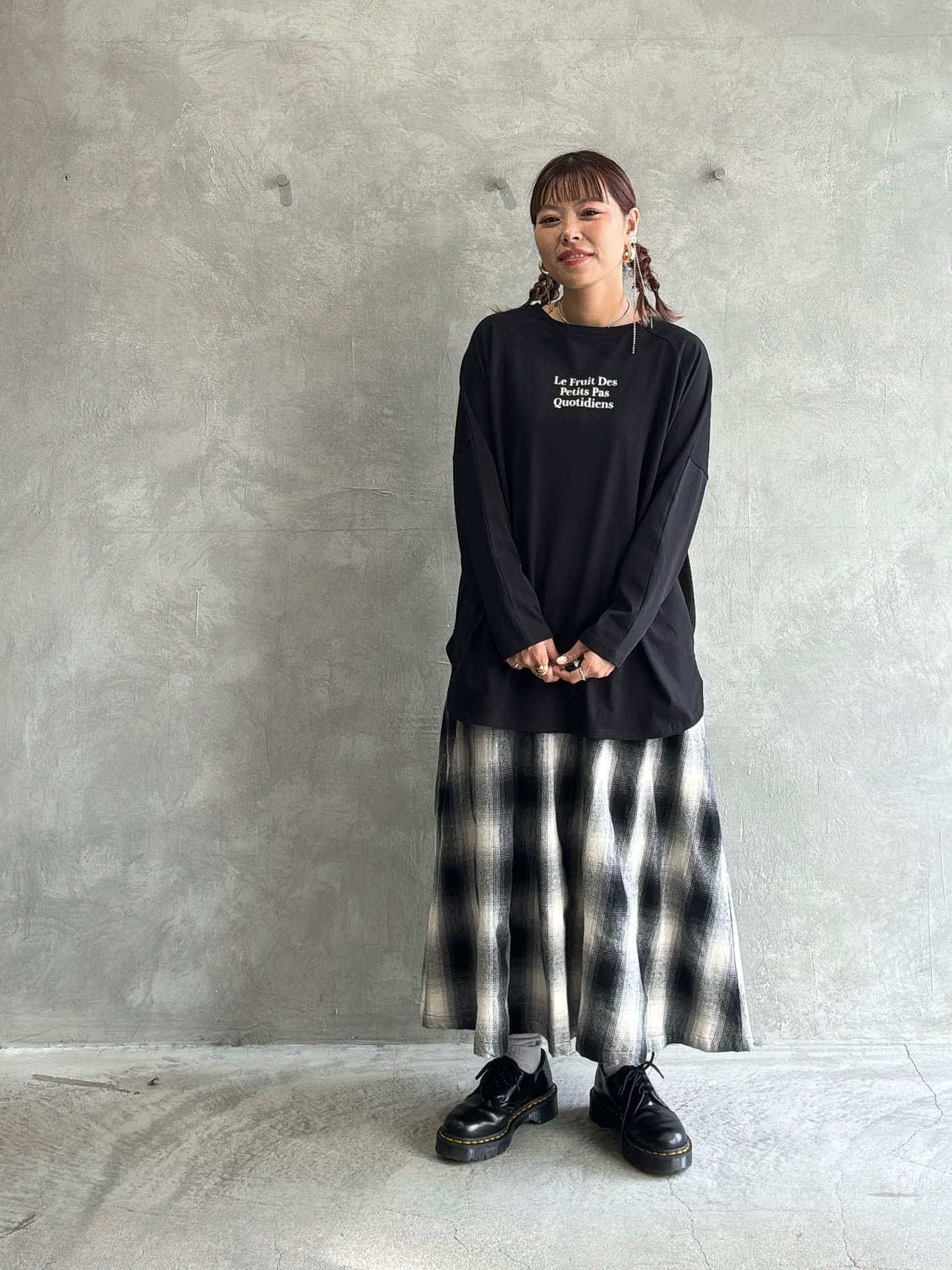 チェックタックスカート／Dignite collier