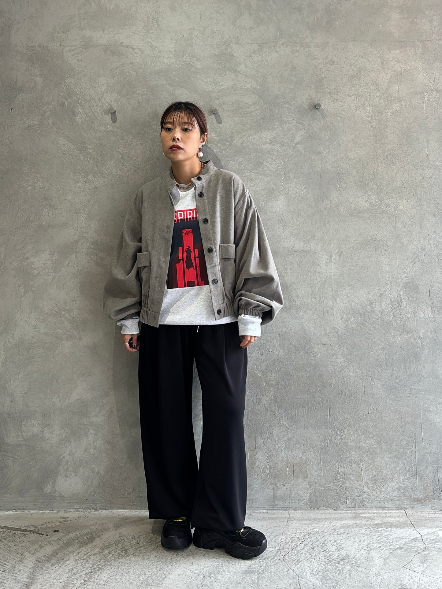 ワイドスリーブウーリーショートブルゾン／CYAN tokyo