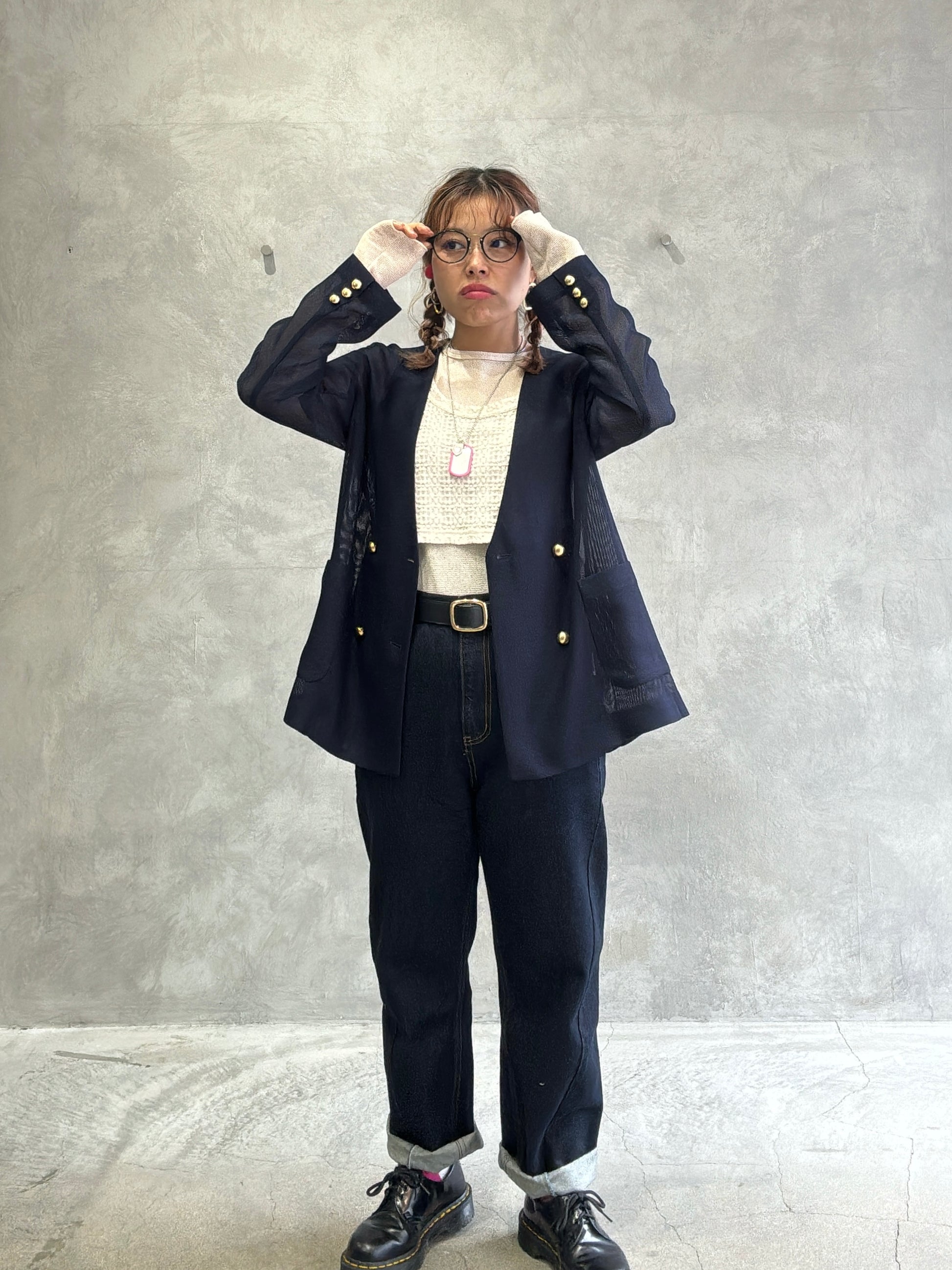 メッシュノーカラージャケット／Dignite collier