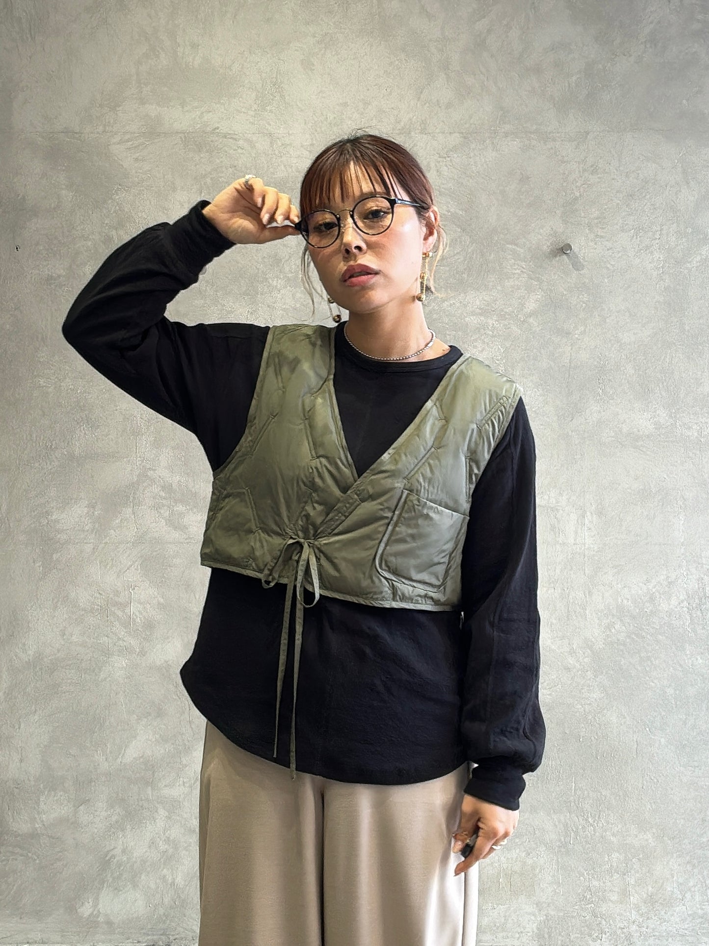 異素材ミックスカットソー／Dignite collier