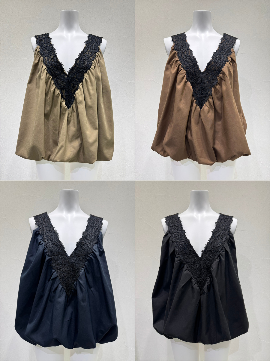 【予約⚡︎販売】レースネックバルーンベスト／607521／CYAN tokyo／2026 AW#2