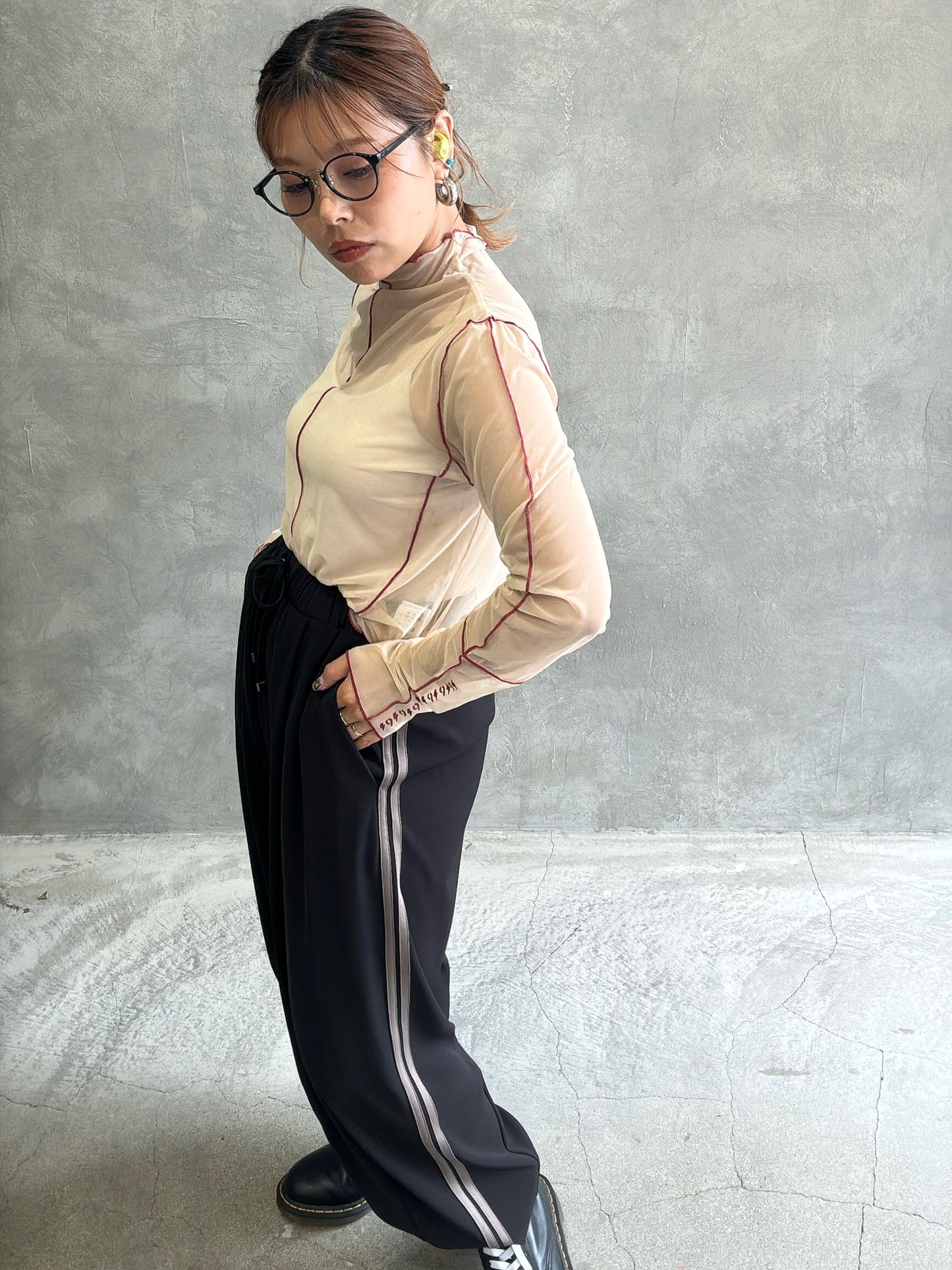 サイドラインバレルレッグパンツ／ayane