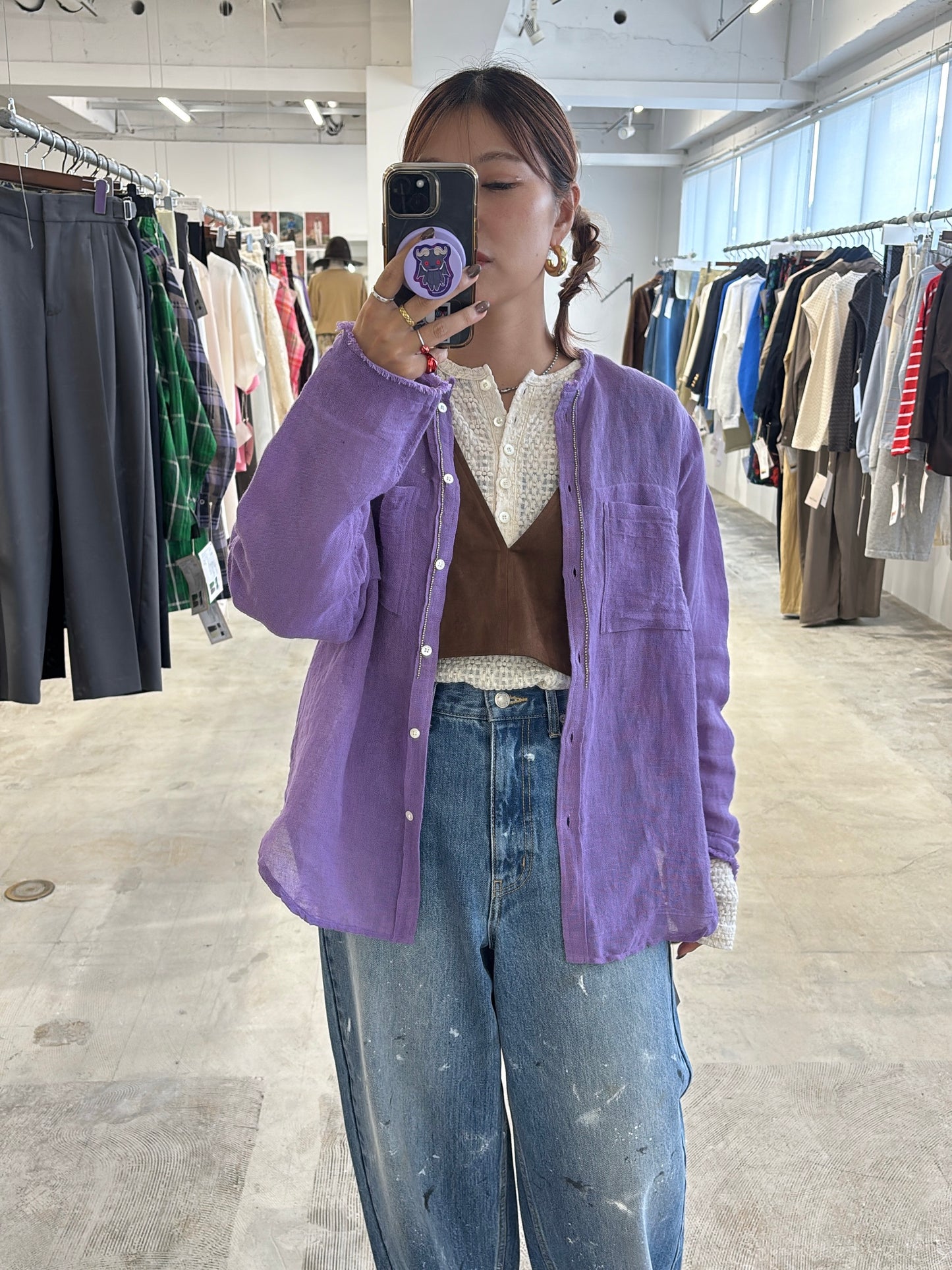 受付終了【予約販売】メタルビーズリネンコットンシャツ／8613209／LE MÉLANGE