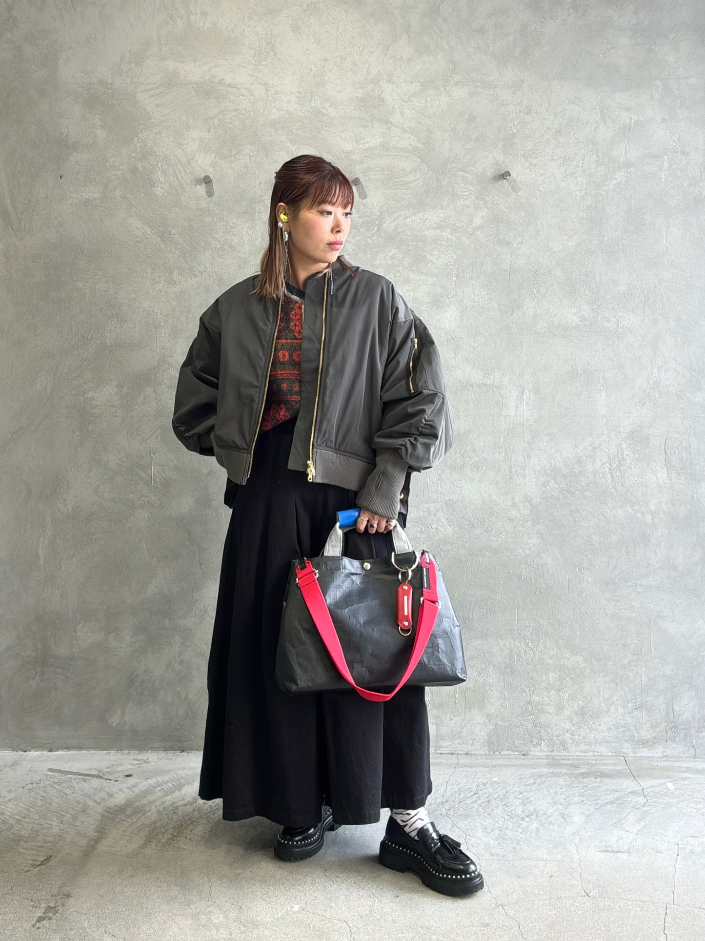 ナイロンツイルポンチョライクMA-1／trois