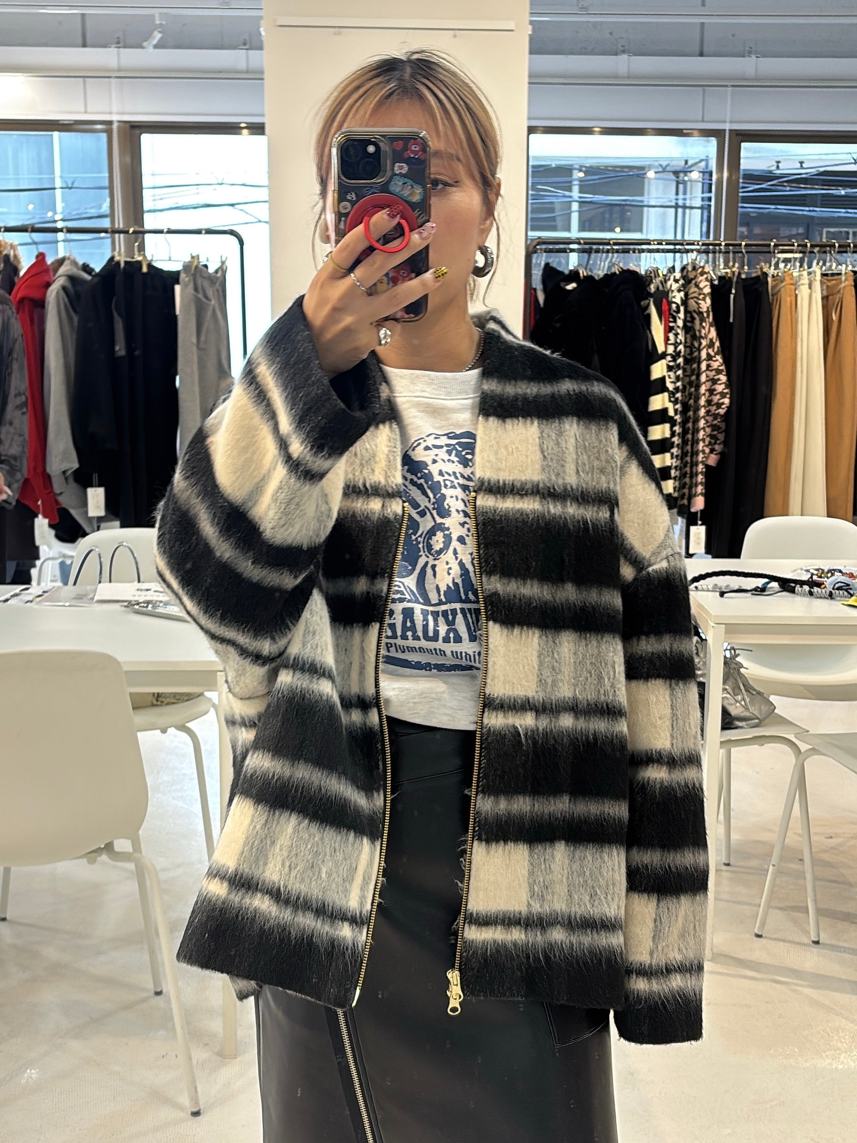 【予約⚡︎販売】シャギージップコート（チェック柄）／MG CO-26129-A／MARGAUX VINTAGE／2026 AW＃2