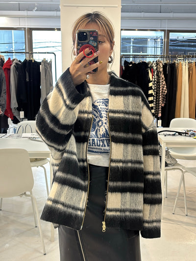 受付終了【予約⚡︎販売】シャギージップコート（チェック柄）／MG CO-26129-A／MARGAUX VINTAGE／2026 AW＃2