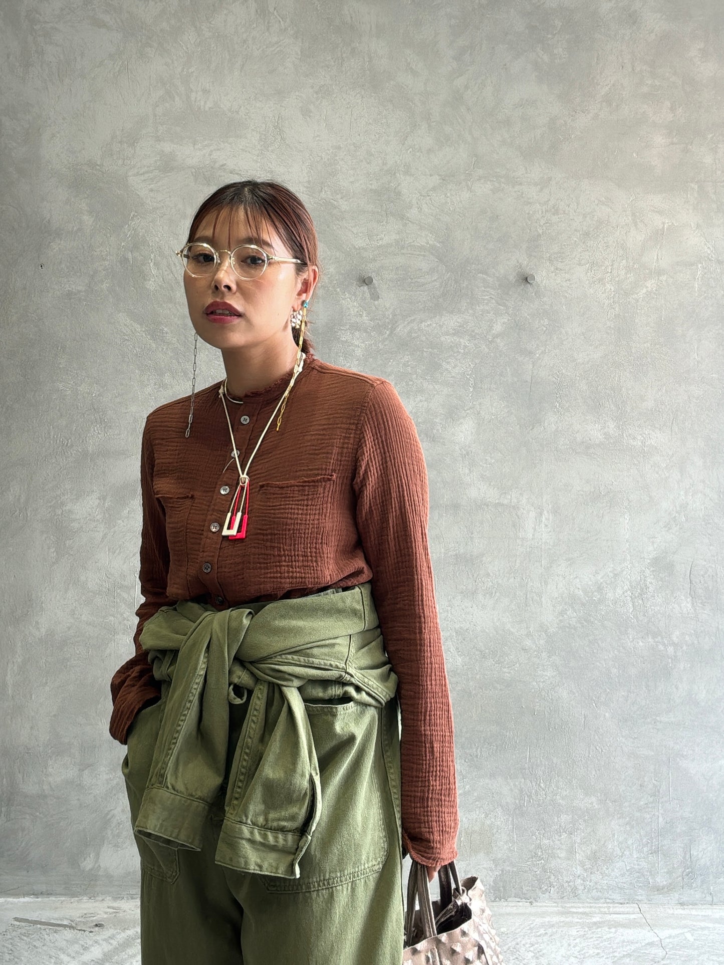 ダブルガーゼノーカラーシャツ／LE MÉLANGE