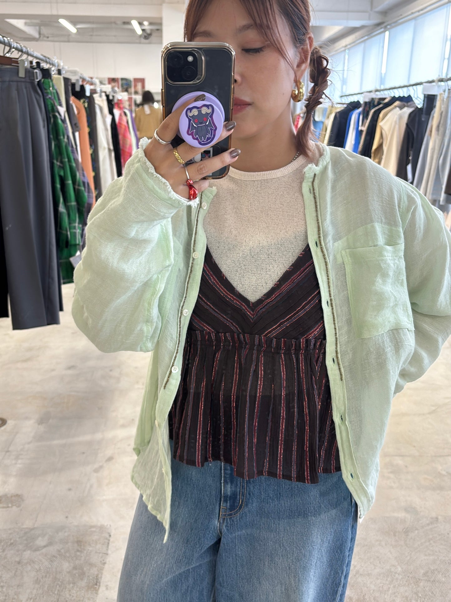 受付終了【予約販売】メタルビーズリネンコットンシャツ／8613209／LE MÉLANGE