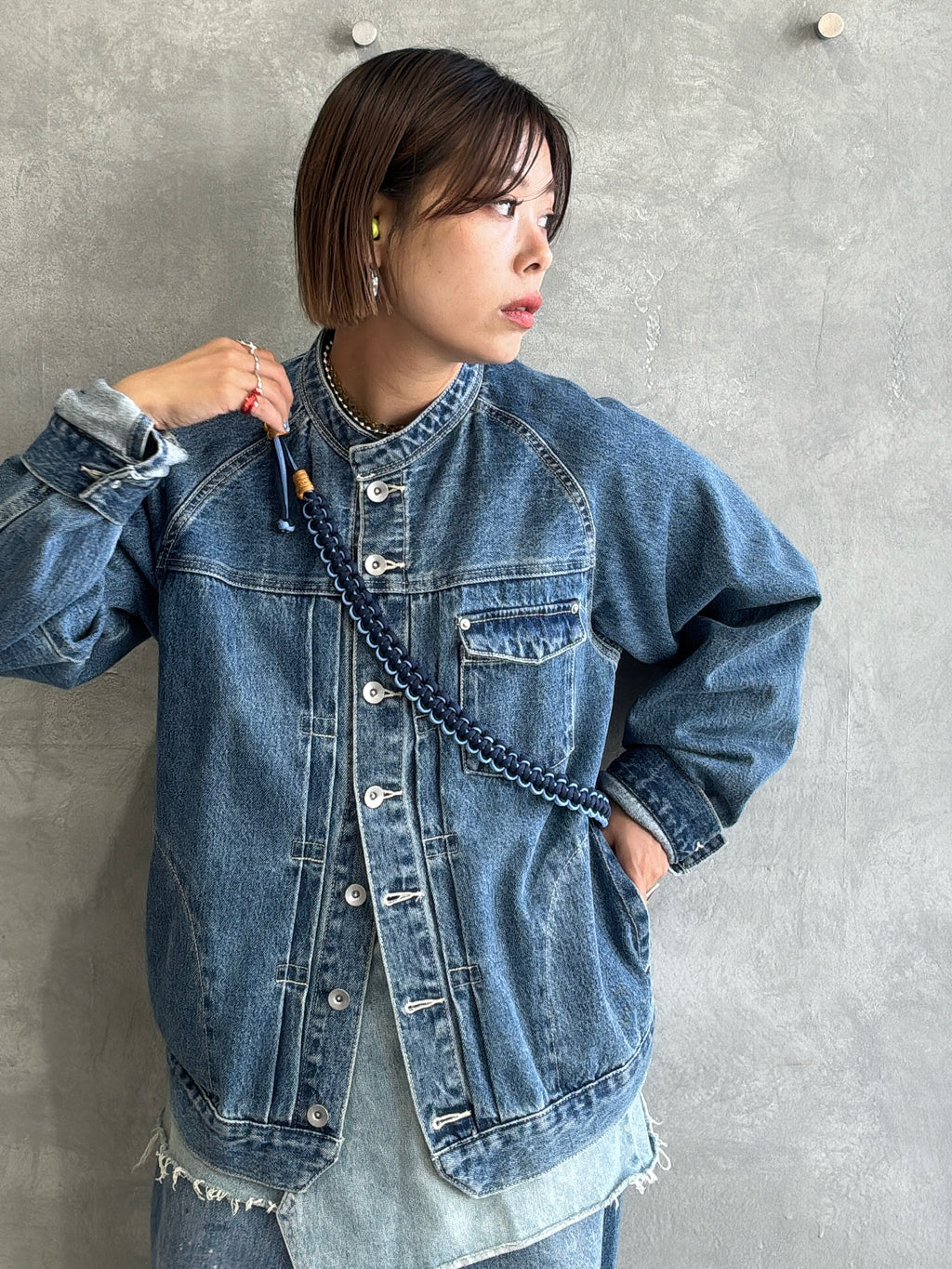 ⭐︎コラボ【予約販売】Denim・デニムカラー／2wayパラコードスマホショルダー／ネオホイップウェーブ／受注生産