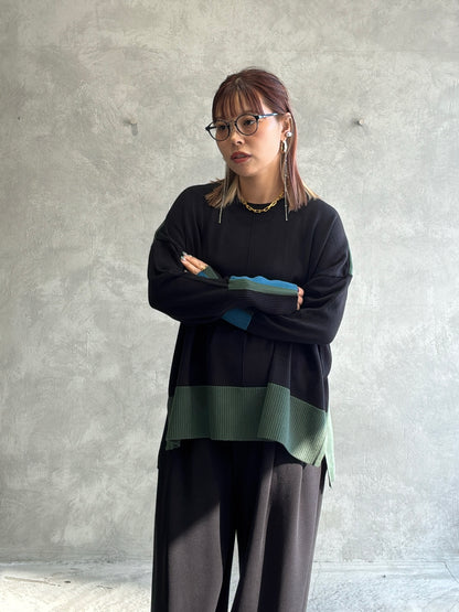 配色ドルマンニット