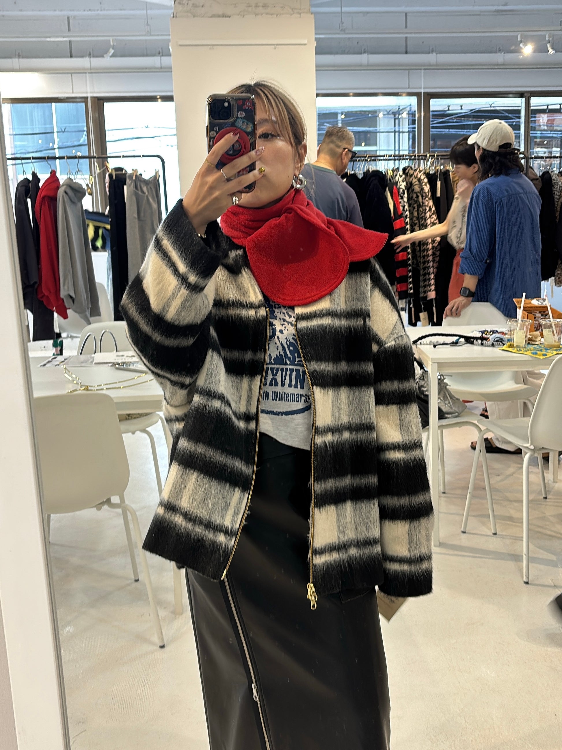 【予約⚡︎販売】シャギージップコート（チェック柄）／MG CO-26129-A／MARGAUX VINTAGE／2026 AW＃2