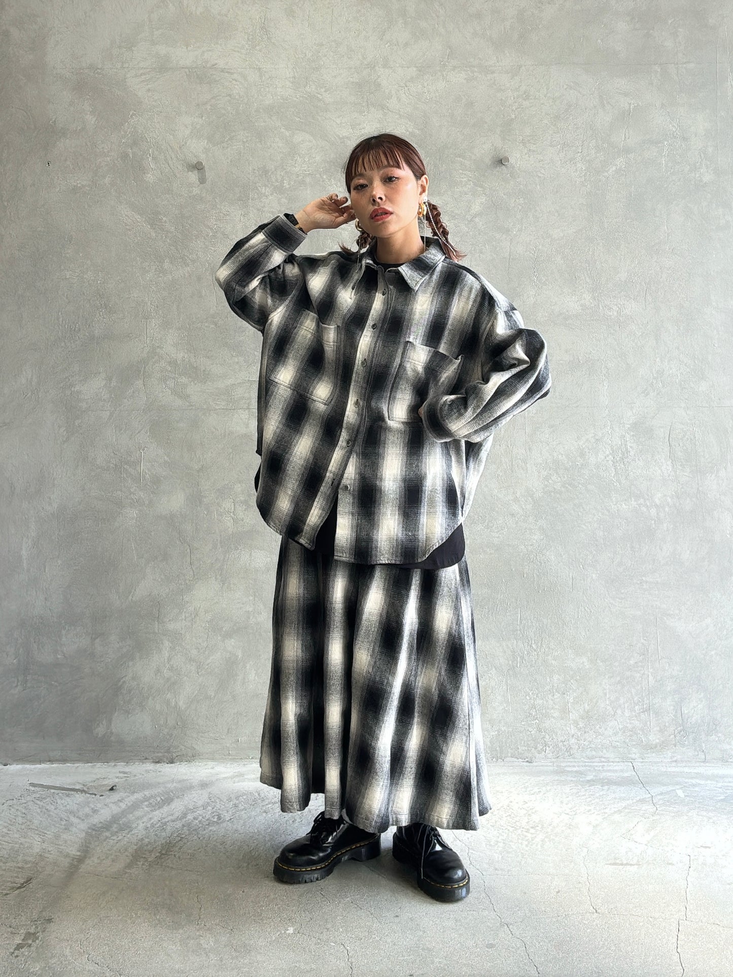 チェックタックスカート／Dignite collier