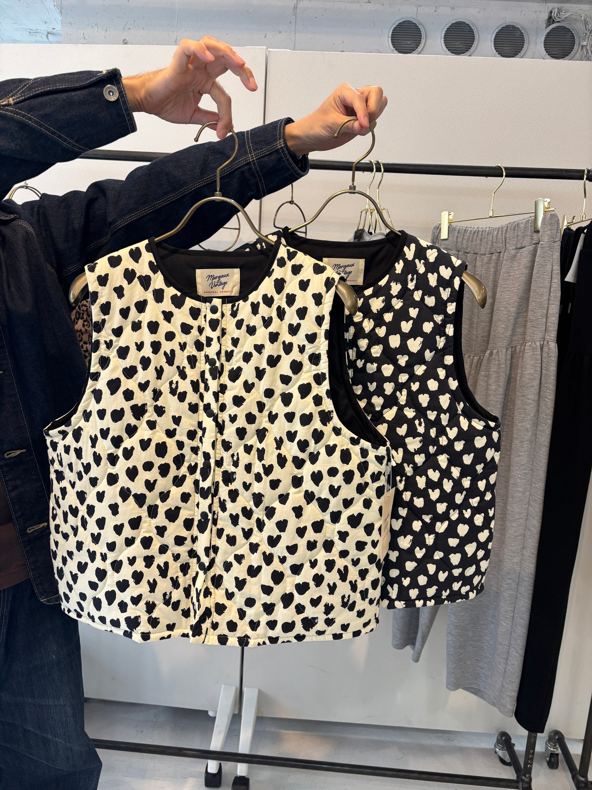 【予約⚡︎販売】ハート柄パディングベスト／MG JK-26086-A／MARGAUX VINTAGE／2026 AW＃1