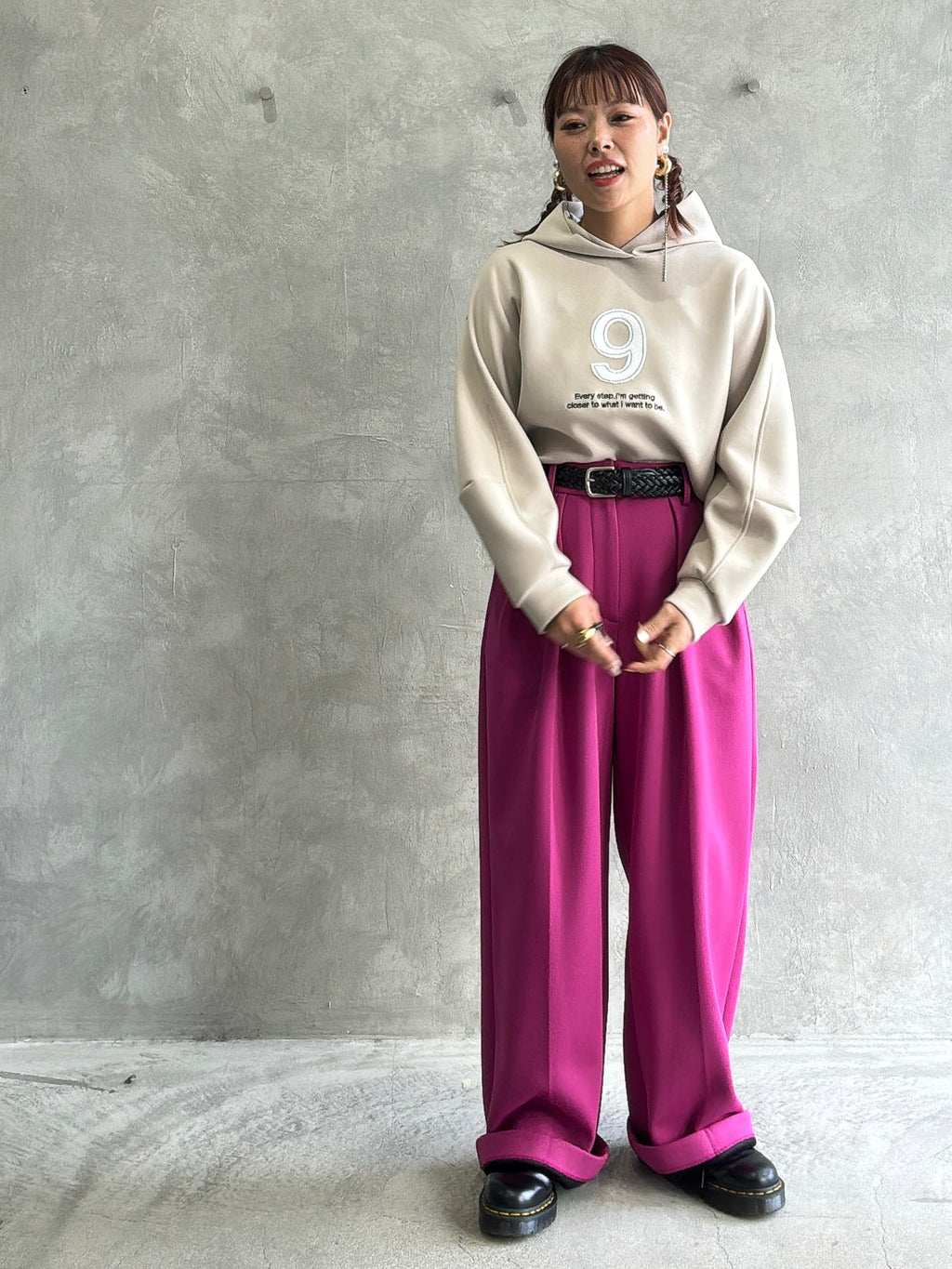 【再入荷】ボンディング「9」刺繍パーカー／Dignite collier