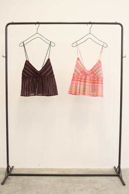 受付終了【予約販売】ストライプ柄・チェック柄キャミソール／8613210／LE MÉLANGE