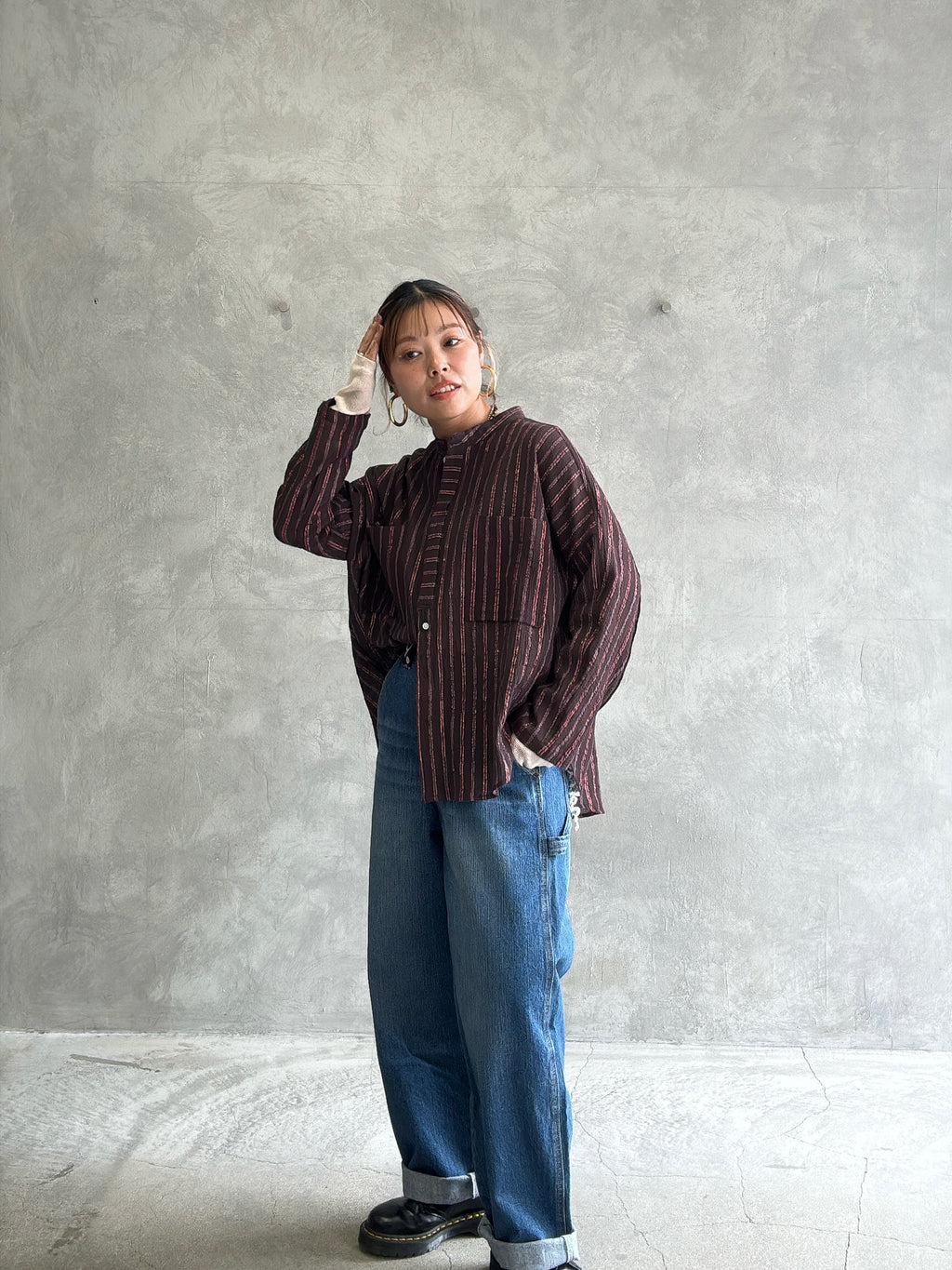 ストライプ柄シャツ／8613211／LE MÉLANGE