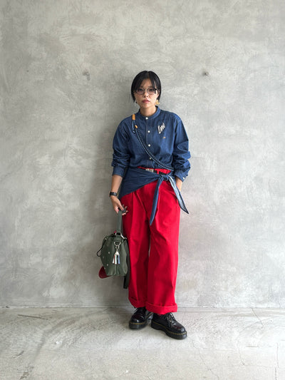 スタンドカラーデニムシャツ（スカーフ付き）／#8643203／LE MÉLANGE／2026 AW #1