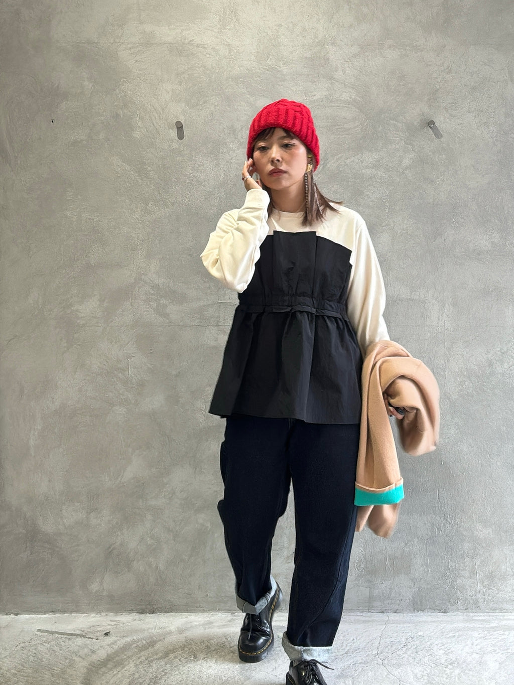 フリル切替スウェット