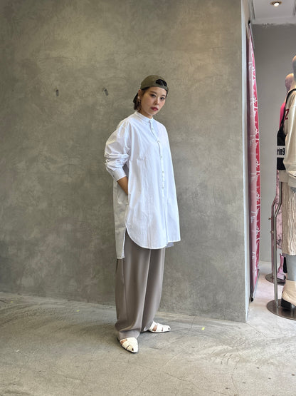 ノーカラーロングシャツ／VENT BLANC