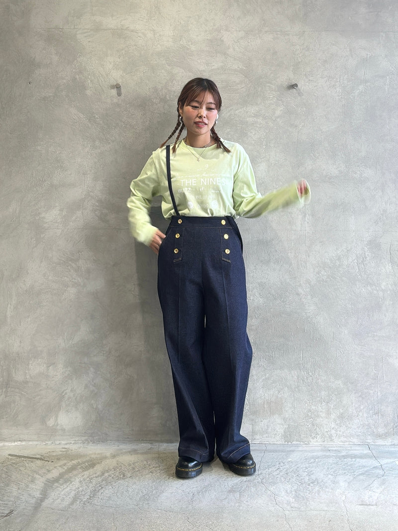 trois／ストレッチデニムストラップマリンパンツ