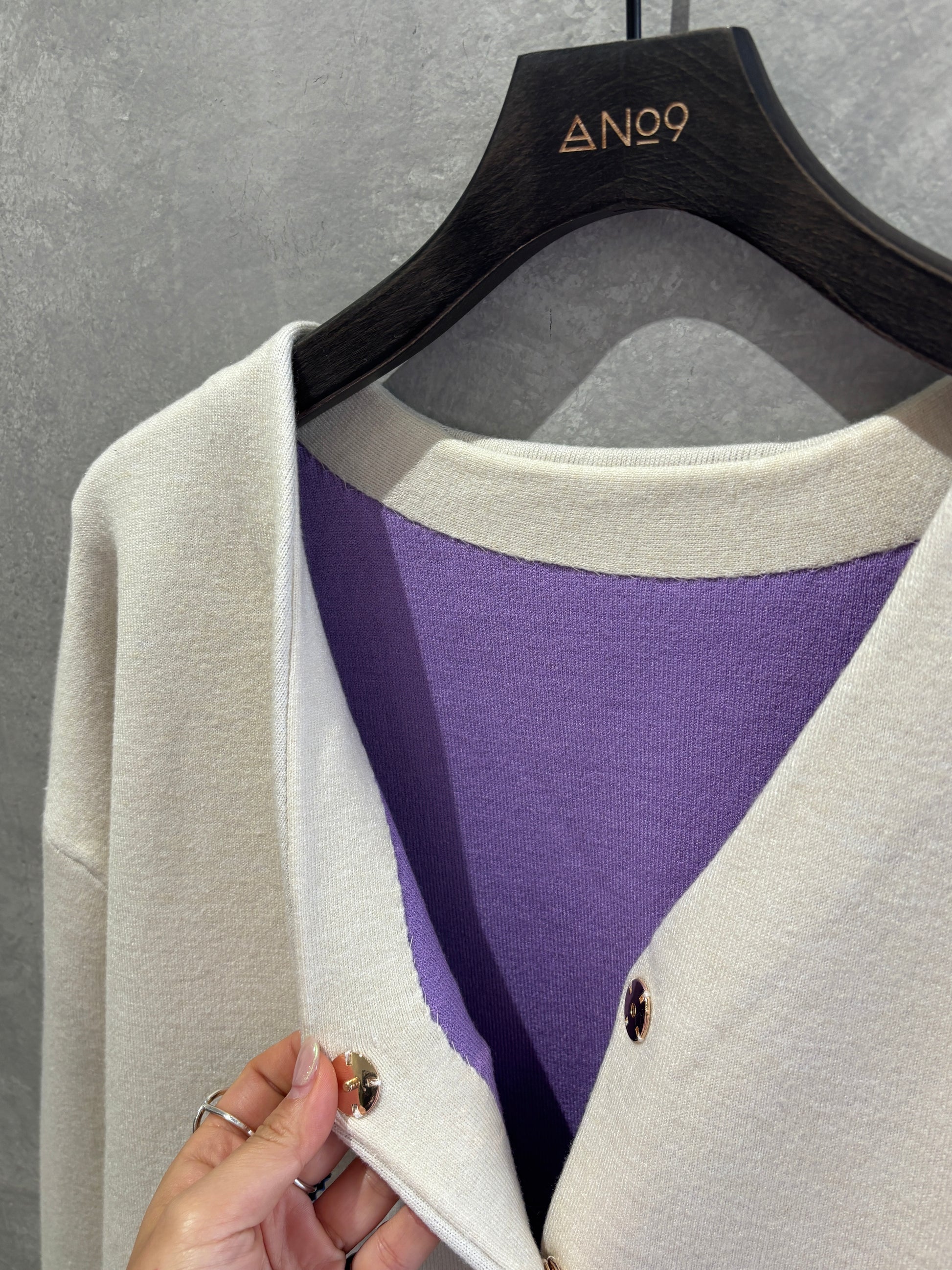 もちもちニットのバイカラーコートカーディガン