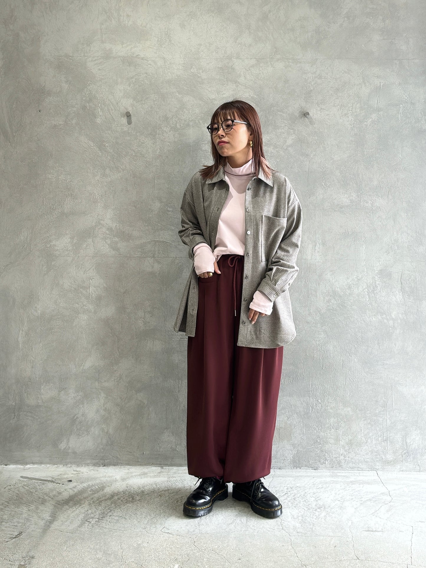 ピーチ起毛チェックシャツ／Dignite collier