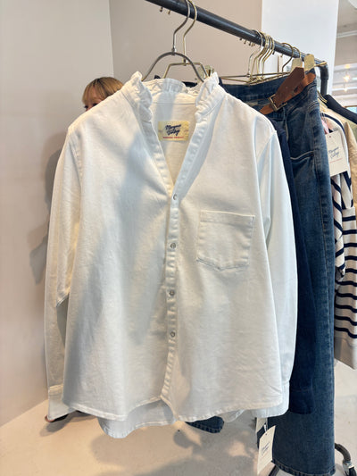 【予約⚡︎販売】ライトオンスデニムフリルシャツ／MG BL - 27014 - S／MARGAUX VINTAGE／2027 PRE SPRING COLLECTION