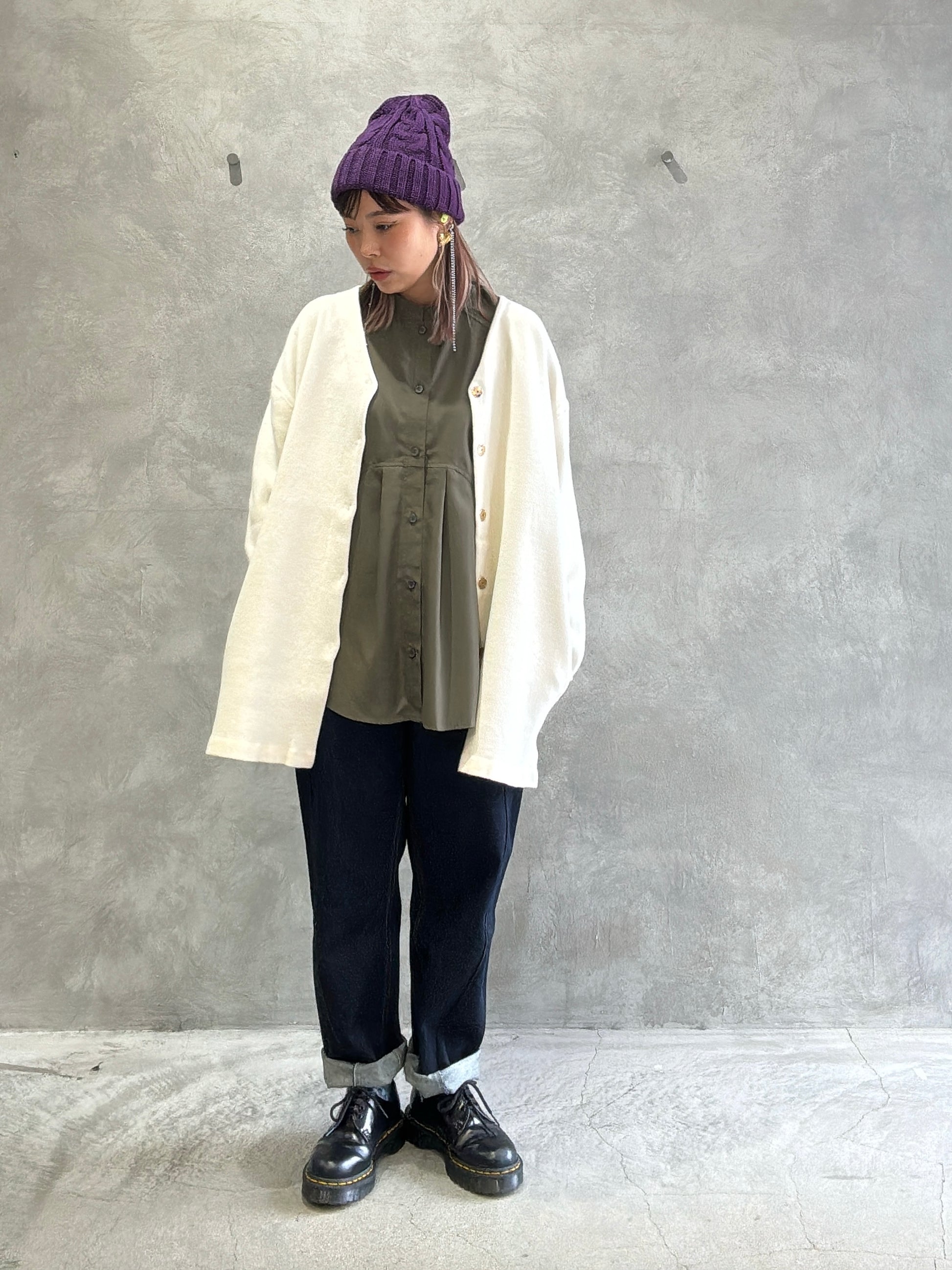 もちもちニットのバイカラーコートカーディガン