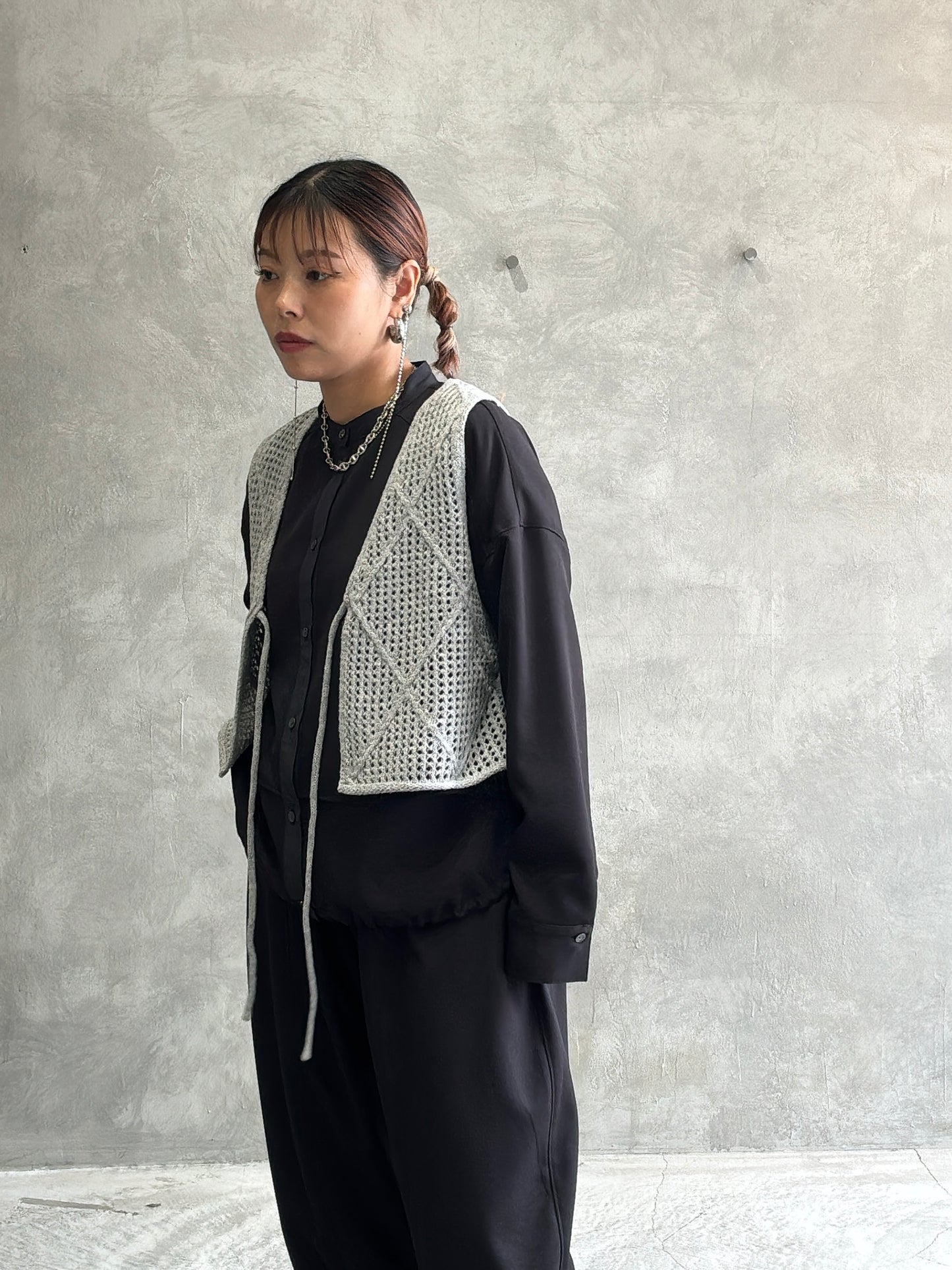 透かしアーガイルニットベスト／CYAN tokyo